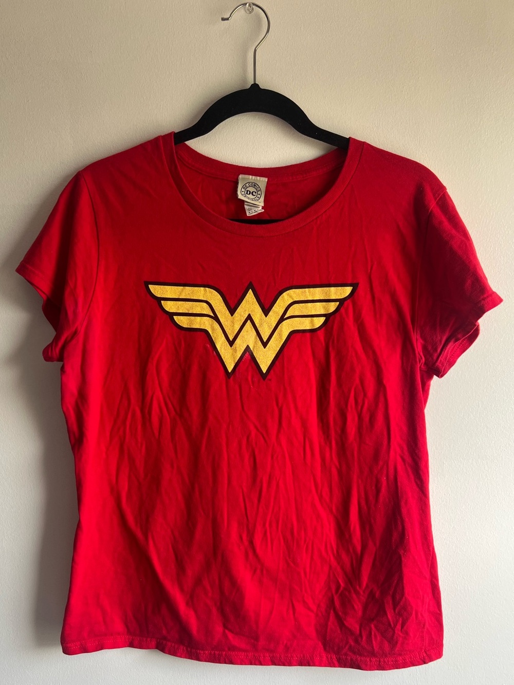 DC Comics Red Crewneck Tee with Wonder Woman Logo